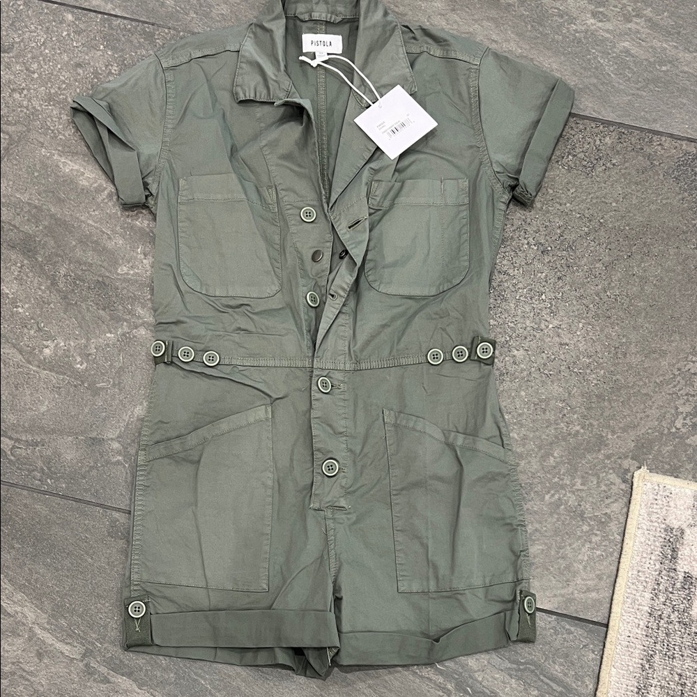 pistola Olive Utility Short-Sleeve Romper